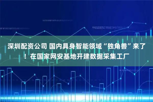 深圳配资公司 国内具身智能领域“独角兽”来了！在国家网安基地开建数据采集工厂